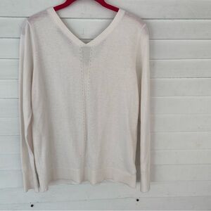 Loft v-neck white sweater in medium
